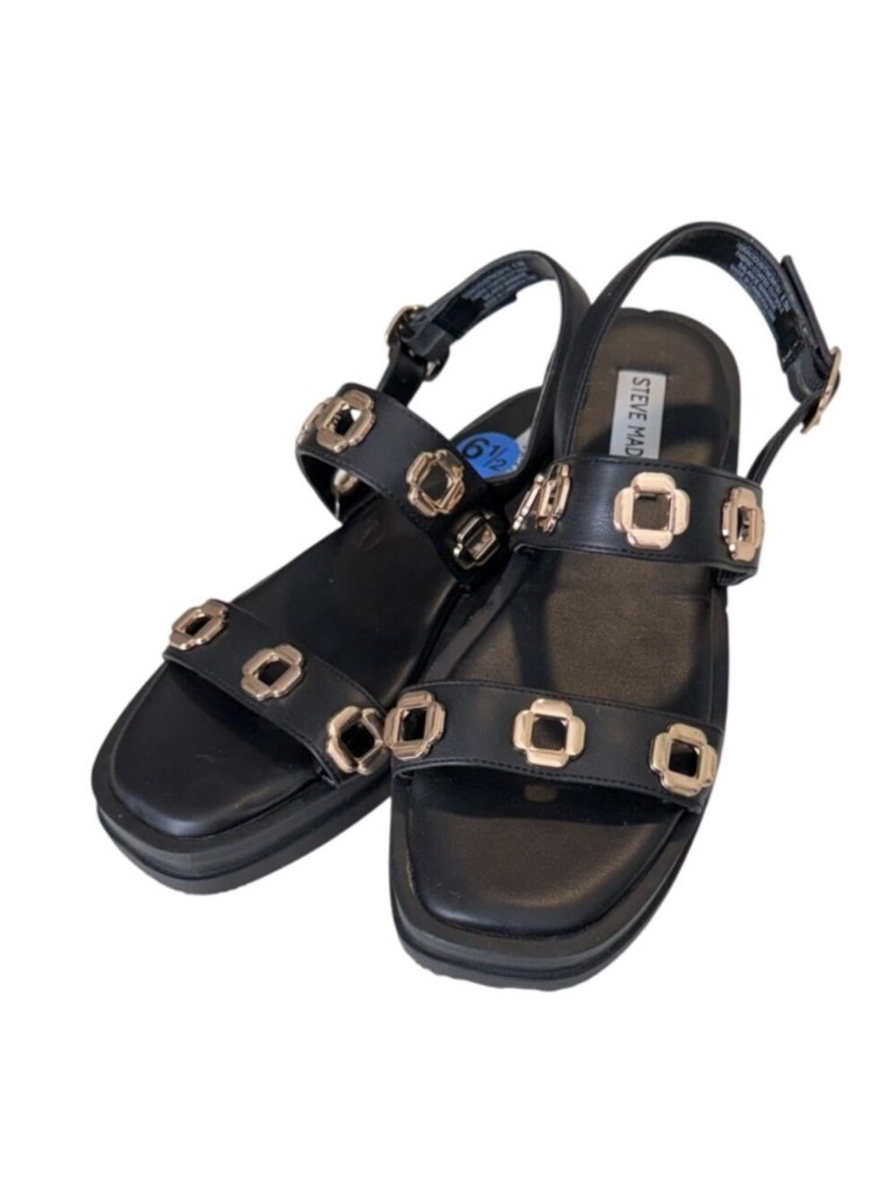 Steve Madden Tenacious Gold Detail Cut Out Buckle Sandals Size 6.5